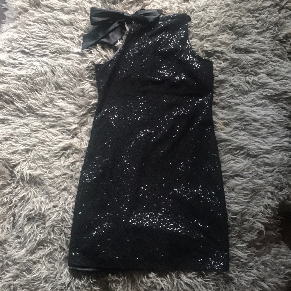 Black sequin sheath dress